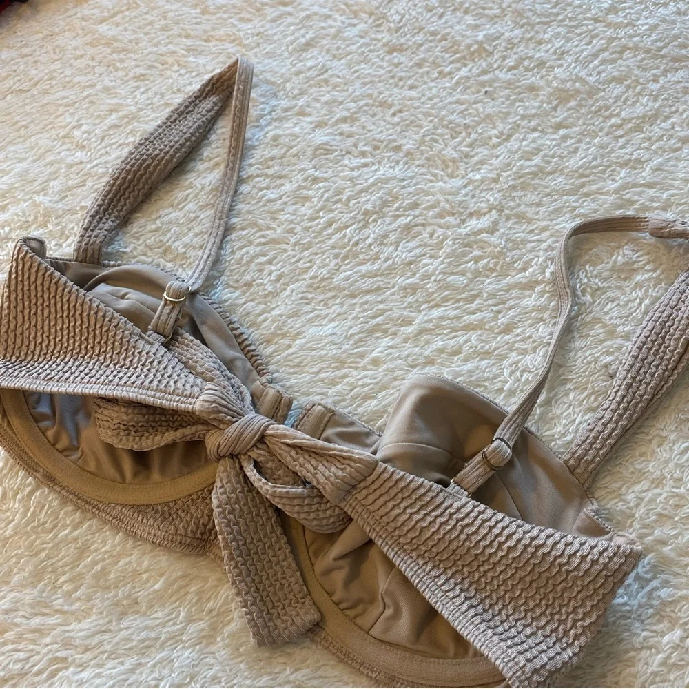 Monday Swimwear Beige Textured Bikini Top